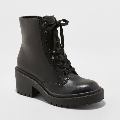 Women's Lupe Faux Leather Wide Width Combat Boots - Universal Thread
