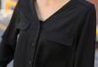 New 2015 summer blusas long sleeve women blouses stylish black