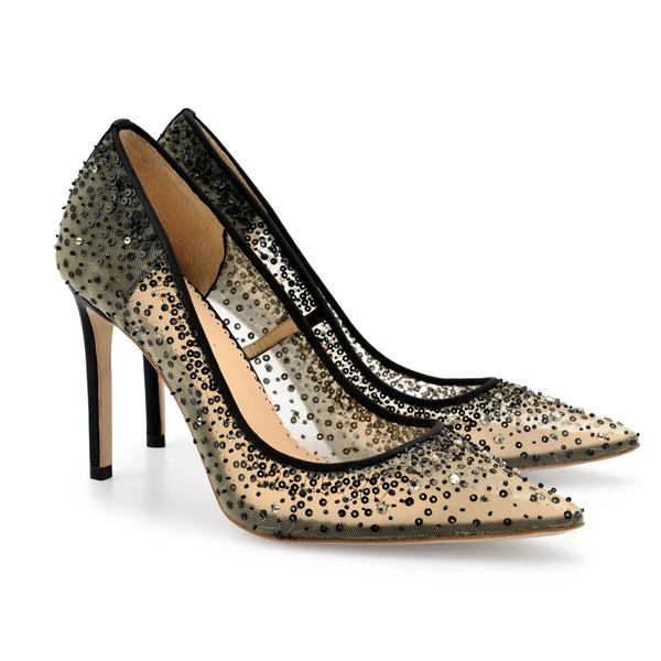 Elsa Luxury Sequin Heels Black Evening Shoes | Bella Belle Shoes