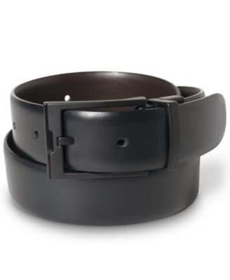 Perry Ellis Portfolio Men's Matte Black Reversible Buckle Leather