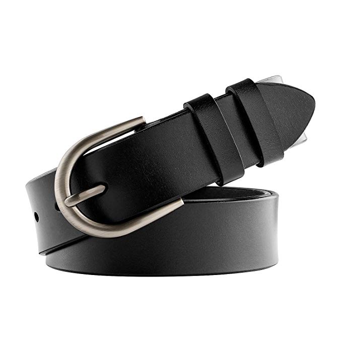 Women Leather Belt for Pants Dress Jeans Waist Belt with Brushed