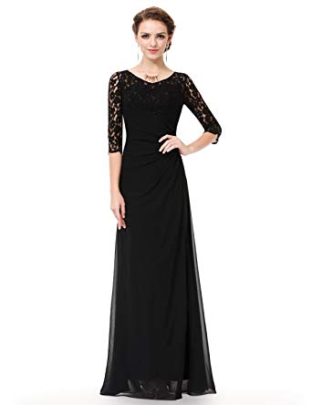 Ever-Pretty Women's Lace Long Sleeve Floor Length Evening Gown 08861