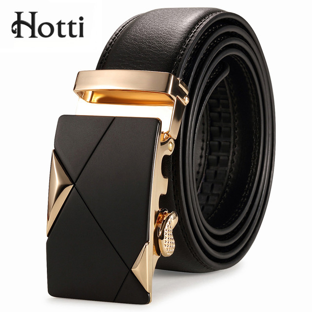 Hotti] Brand Belt Fashion Cowskin Black Men Belt Genuine Leather