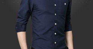 New Fashion Casual Men Shirt Long Sleeve Slim Fit Black Shirt Men
