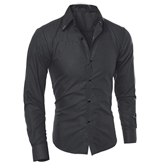 Easytoy Mens Classic Slim Fit Shirts Breathable Long Sleeve Button
