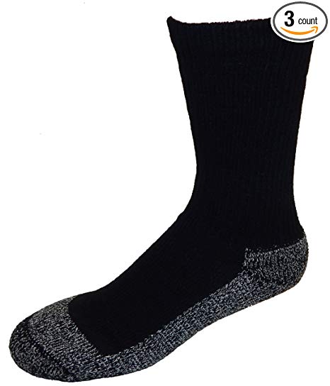 Amazon.com : Cushees Men's BLACK (3-pack) Triple Thick Crew Socks