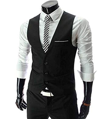MARIR Men Vests Jacket Classic Style Slim Fit Business Waistcoat at