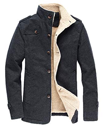 HOW'ON Men's Winter Fleece Casual Cotton Jacket Military Cargo