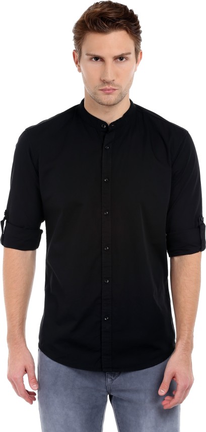 Dennis Lingo Men's Solid Casual Black Shirt - Buy Black Dennis Lingo