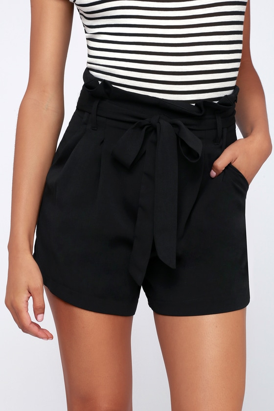 Chic Black Shorts - Paperbag Waist Shorts - Classy Shorts