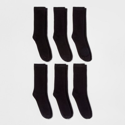 Women's 6pk Crew Socks - A New Day™ Black One Size : Target