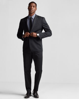Slim Black Cotton Sateen Suit Jacket | Express