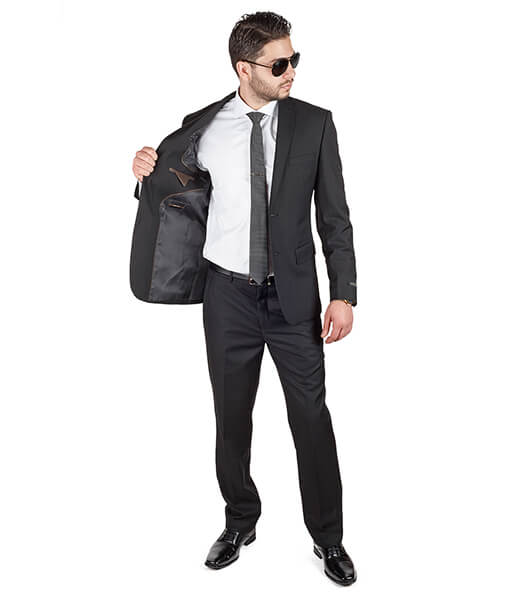 Slim Fit Men Solid Jet Black Suit - Azar Suits