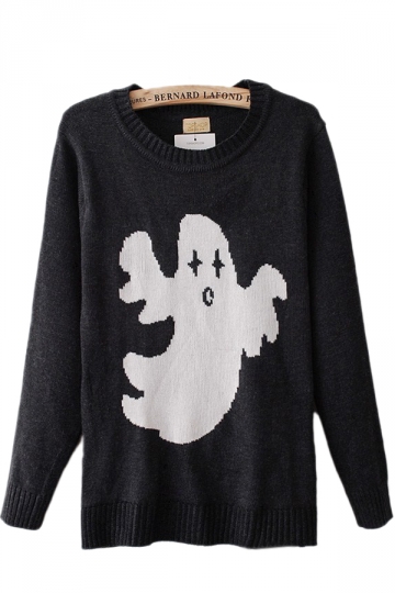 Cute Ghost Black Sweaters Sweater Dresses For Women
