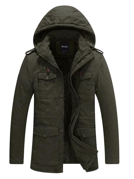 Mens Winter Coats Parka Utility Jacket with Hood Slim Fit u2013 Wantdo