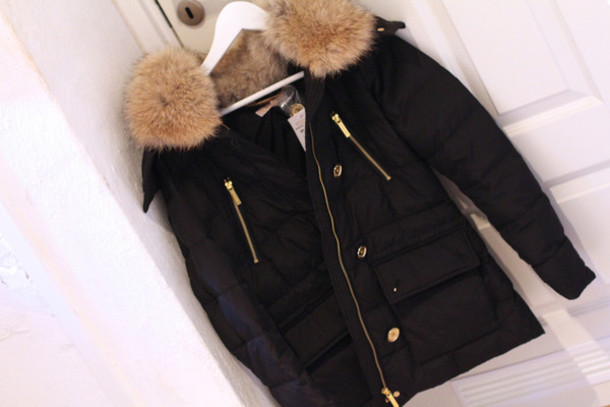 jacket, michael kors, fur, black, winter outfits, winter jacket