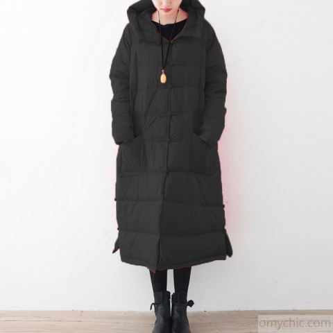 Warm black winter parka trendy plus size quilted coat Fine Chinese