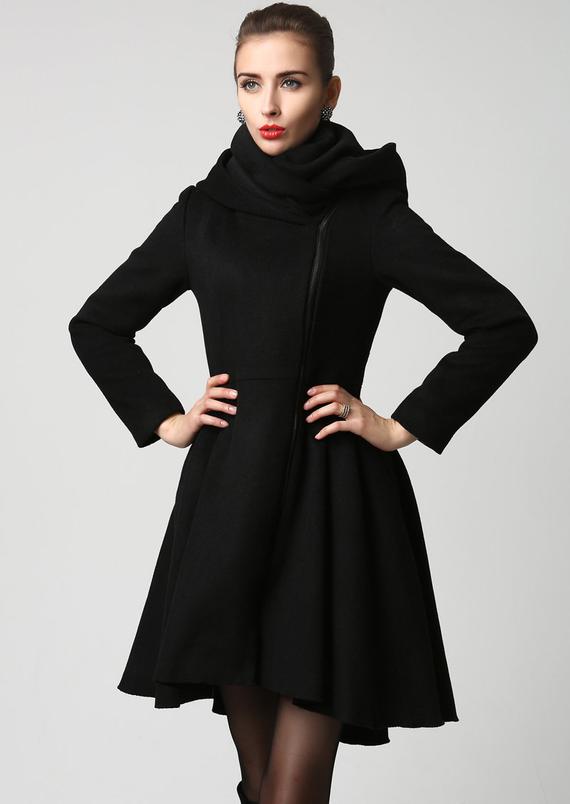 Black Winter Coat Winter Wool Coat Wool Jacket Womens Coat | Etsy