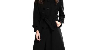 ESCALIER New Design Vogue Winter Women Coat Black Wool Coat With Big