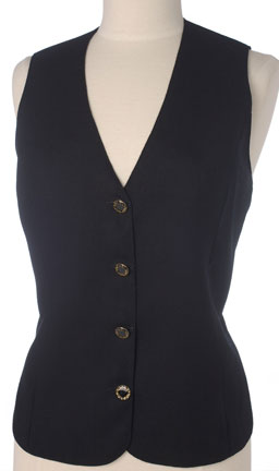 Black Wool Longer Ladies Buttoned V Neck Ladies Business Vest
