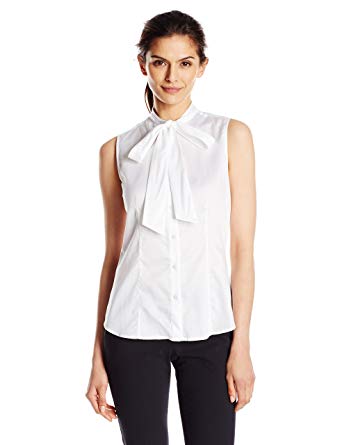 Anne Klein Women's Cotton Bow Blouse at Amazon Women's Clothing store: