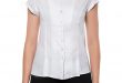 Marilyn Linen Cap Sleeve Blouse With Stand-Up Collar- White u2013 Marilyn's