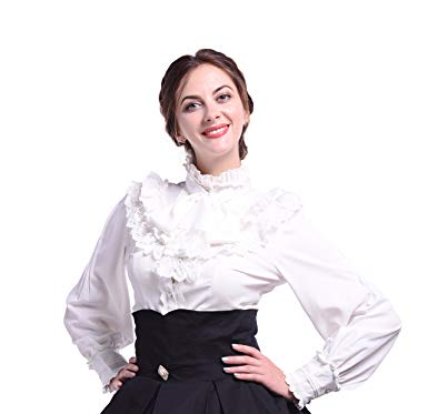 Amazon.com: Nuoqi Women Lolita Lace Stand-Up Collar Lotus Ruffle
