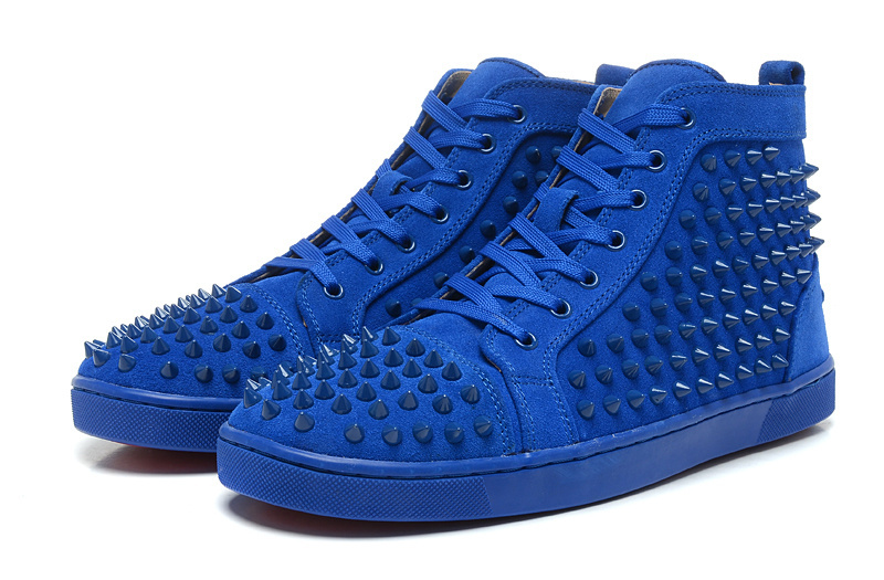 Red bottom Lou Sneakers Spikes men/women shoes blue suede leather