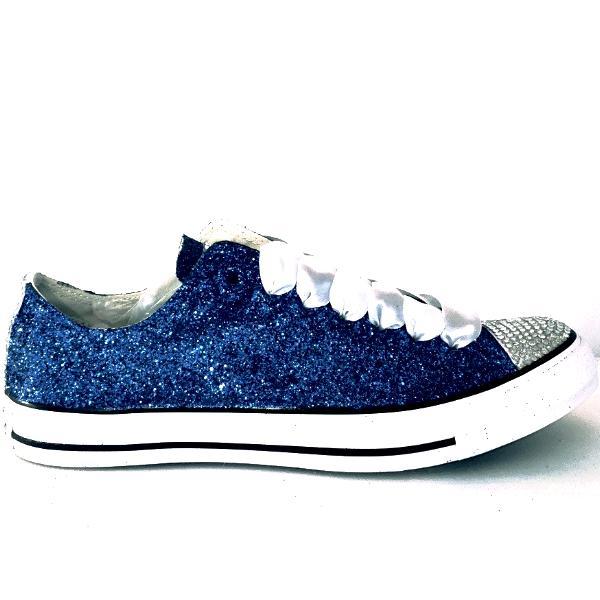 Navy Blue Glitter Converse All Stars shoes wedding bride sneakers