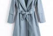 41% OFF] 2019 Longline Skirted Belted Trench Coat In STONE BLUE L