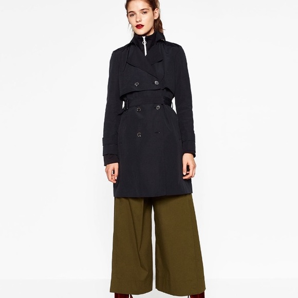 Zara Jackets & Coats | Navy Blue Trench Coat Xl | Poshmark