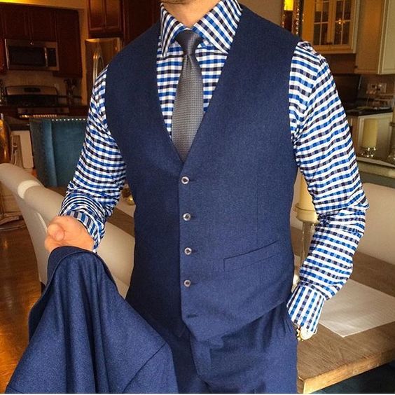 2017 Autumn Winter Navy Blue Vests For Men Slim Fit Groom Vest