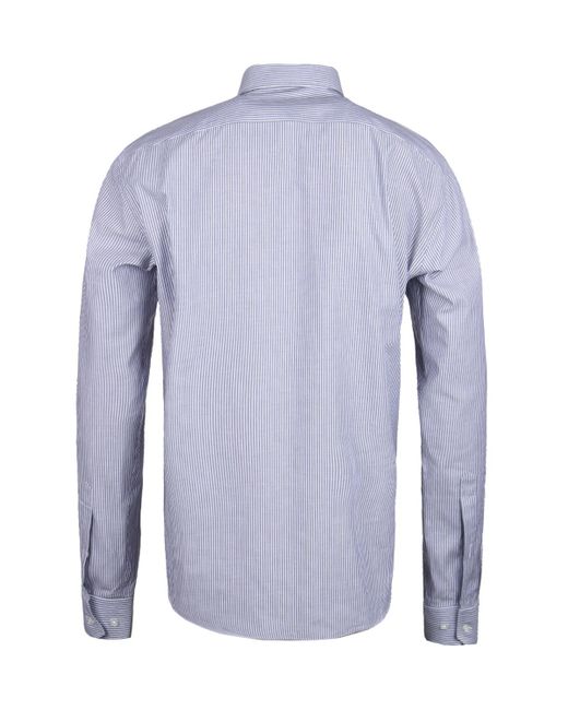 Lyst - BOSS Enzo Navy & White Stripe Regular Fit Cotton Shirt in