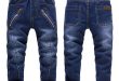 High Quality Baby Boys Jeans Autumn Children'S Washed Zipper Blue