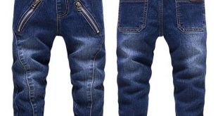 High Quality Baby Boys Jeans Autumn Children'S Washed Zipper Blue