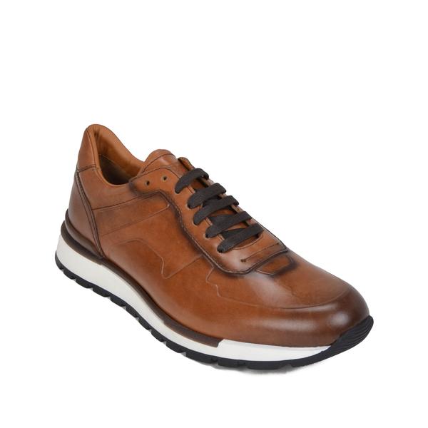 Davio Hand-Burnished Leather Sneaker - Cognac Leather u2013 Bruno Magli