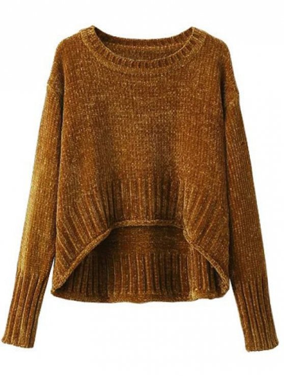 34% OFF] 2019 Chenille Oversized Jumper In GOLD BROWN S | ZAFUL
