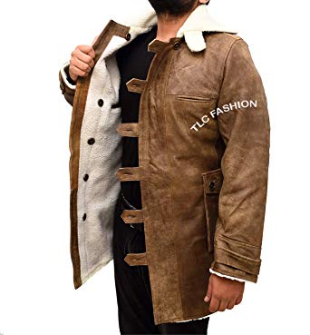 TLCFashion Bane Distressed Brown Bomber Jacket-Winter Shearling Coat
