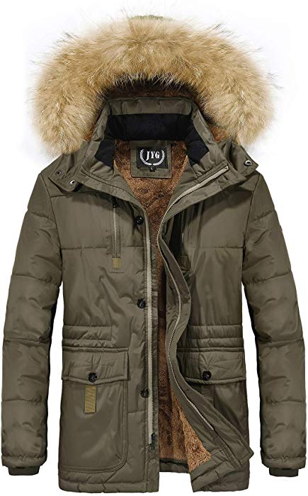 JYG Men's Winter Thicken Coat Quilted Puffer Jacket with Removable