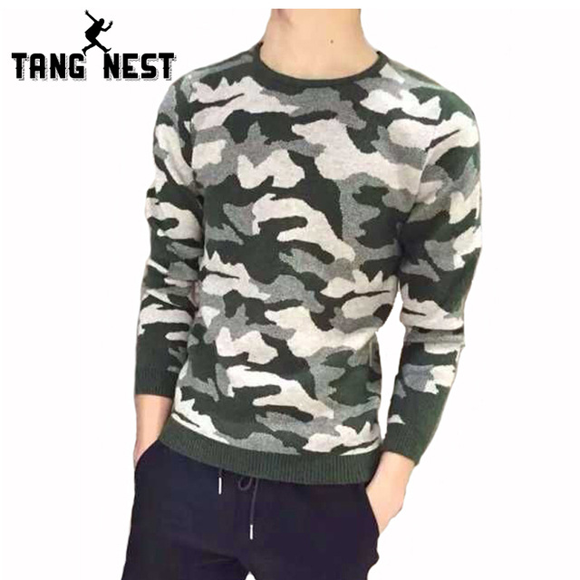 TANGNEST Camouflage Sweater Men 2019 Autumn Winter Men's Casual