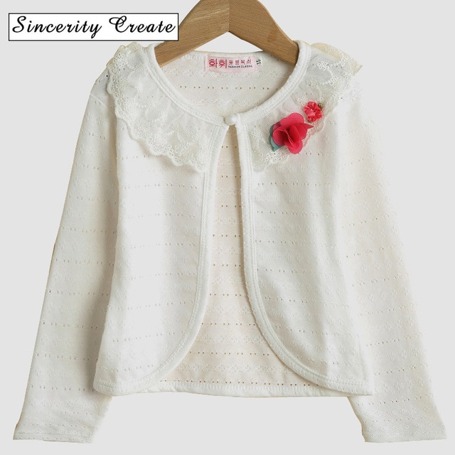 New Flowers Cotton Children's Cardigans Girls Thin Lace Long Sleeve