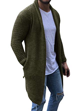 Chellysun Mens Cardigan Sweaters Long Sleeve Knit Open Front