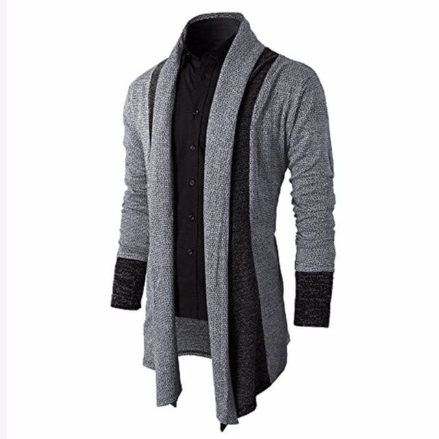 2018 Knitted Cardigan Men Sweater Men Shawl Collar Long Sleeve Open