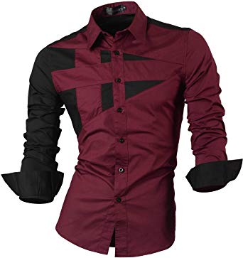 jeansian Men's Slim Fit Long Sleeves Casual Button Down Dress Shirts