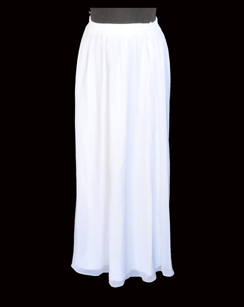 Long White Poly Chiffon Skirt