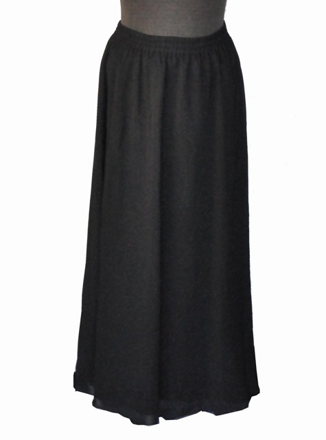 Long Black Poly Chiffon Skirt