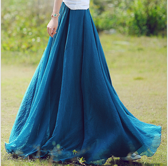 Long Chiffon Skirt in Blue u2013 Lily & Co.