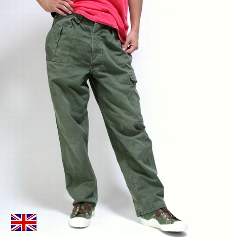 OUTLET for GREEN: British army 70-80's vintage Baker pants USED