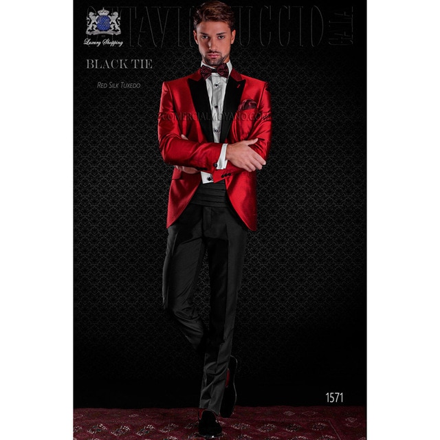 Bespoke Mens Casual Suits Red Party Cocktail Suits Festival Tuxedos