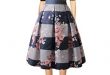 Hanlolo Women's Floral Midi Skirts High Waisted A-Line Cocktail